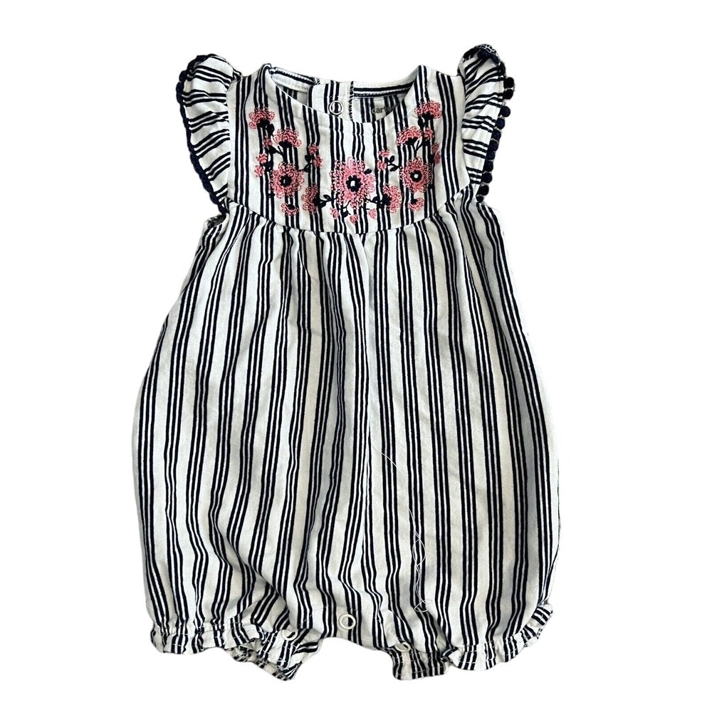 Carters Baby Girl Sz 3 mo Summer Sleeveless Jumper Stripes Flowers